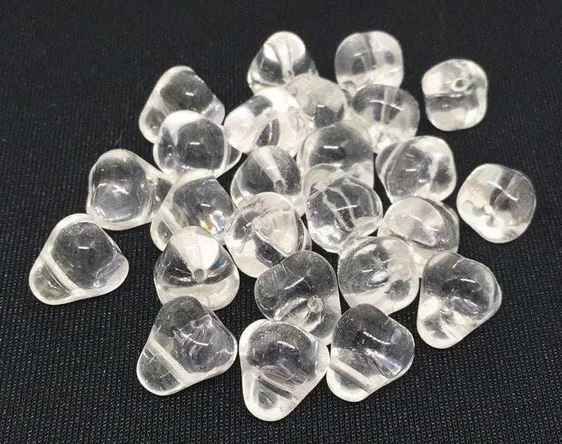 24 Clear Pear Czech Bell Glass Beads - Sea Beads