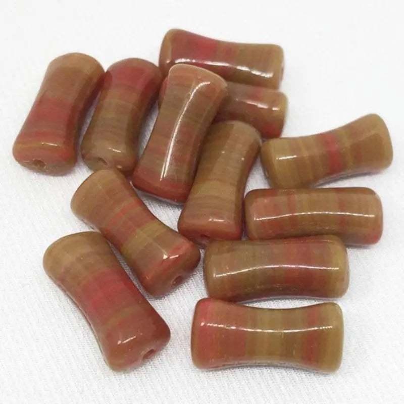 24 Vintage Caramel Red Czech Hour Glass Beads - Sea Beads