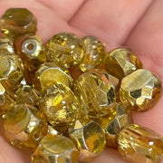 24 Metallic Gold Czech Coin Glass Beads - Sea Beads