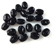24 Vintage Black Czech Etched Oval Glass Beads - Sea Beads