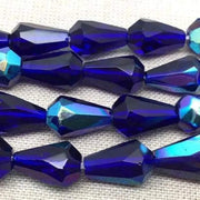 24 Vintage Blue Cobalt AB Czech Teardrop Glass Beads - Sea Beads