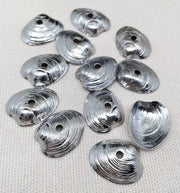 24 Vintage Clam Shell Metal Charms - Sea Beads