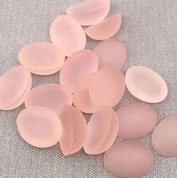 24 Vintage Pink German Oval Matte Glass Cabochons - Sea Beads
