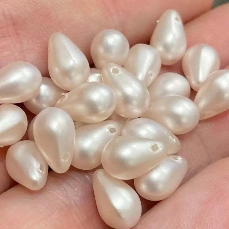 24 Vintage Pink Light Pearl Briolette Glass Beads - Sea Beads