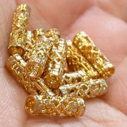 24 Vintage Gold Plated Filigree Cylindrical Metal Beads - Sea Beads
