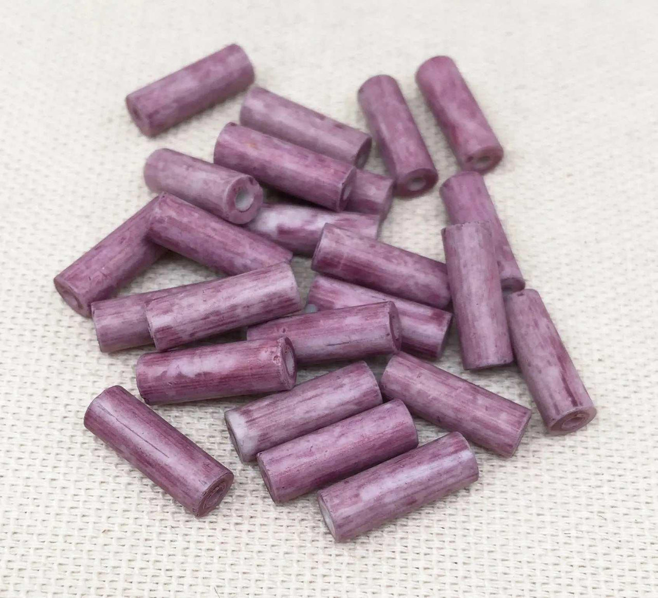 24 Vintage Purple Japan Cylinder Porcelain Beads 12mm - Sea Beads