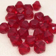 24 Vintage Red Bicone Faceted Glass Beads - Sea Beads