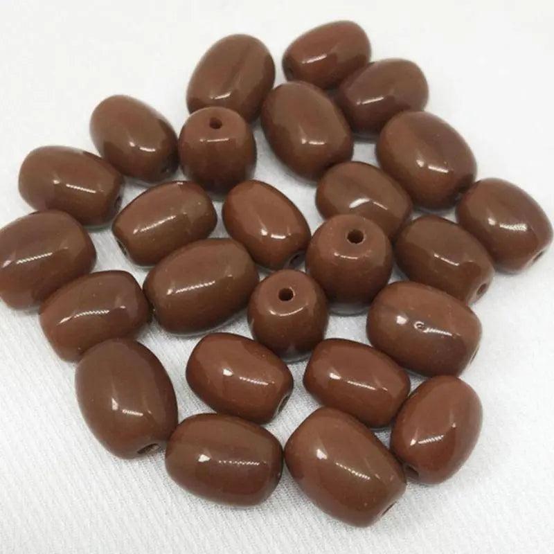 24 Vintage Rustic Golden Brown Czech Oval Glass Beads - Sea Beads