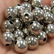 24 Vintage Silver Plated Round Metal Beads - Sea Beads