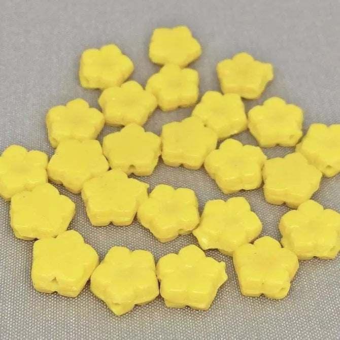 24 Vintage Yellow Flower Nailhead Glass Beads - Sea Beads