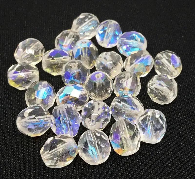 25 AB Clear Czech Faceted Glass Beads - Sea Beads
