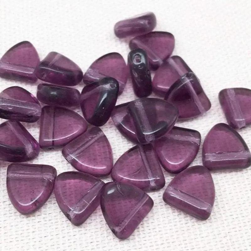 25 Amethyst Purple Czech Drop Glass Beads - Sea Beads