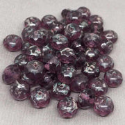 25 Amethyst Purple Picasso Czech Rondelle Glass Beads - Sea Beads