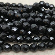 25 Black Czech Faceted Glass Beads - Sea Beads
