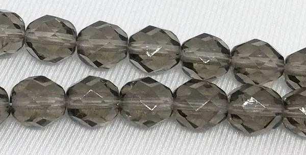 25 Black Diamond Czech Fire Polished Transparent Glass Beads - Sea Beads