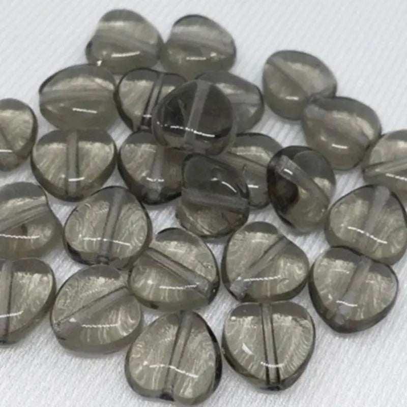 25 Black Diamond Czech Heart Glass Beads - Sea Beads