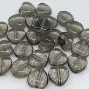 25 Black Diamond Czech Heart Glass Beads - Sea Beads
