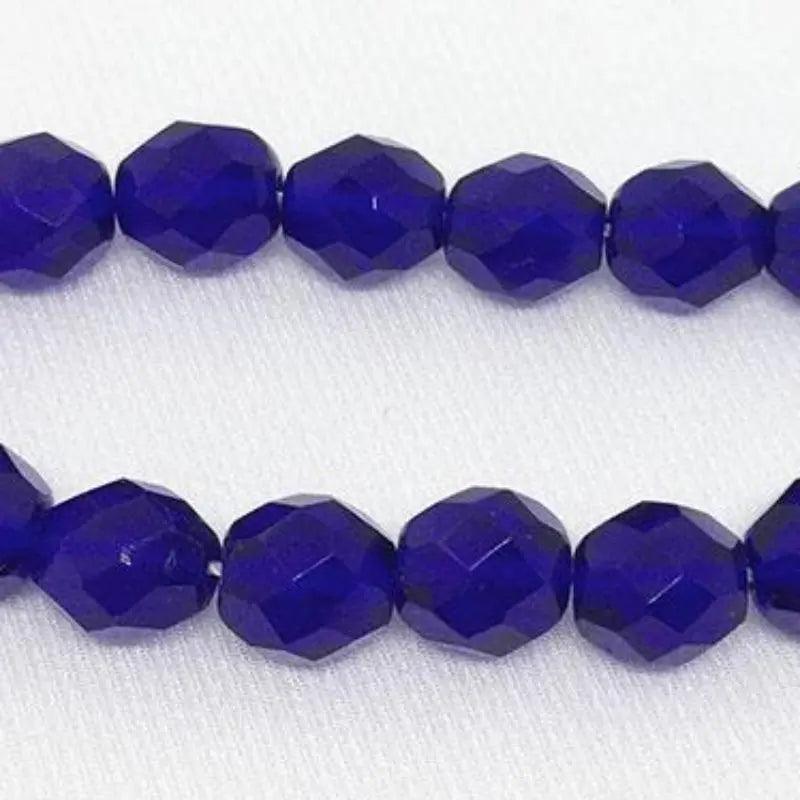 25 Blue Cobalt Czech Faceted Glass Beads - Sea Beads