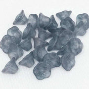 25 Blue Denim Czech Bell Flower Matte Lumi Glass Beads - Sea Beads