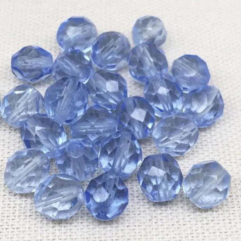 25 Blue Sapphire Czech Faceted Glass Beads - Sea Beads