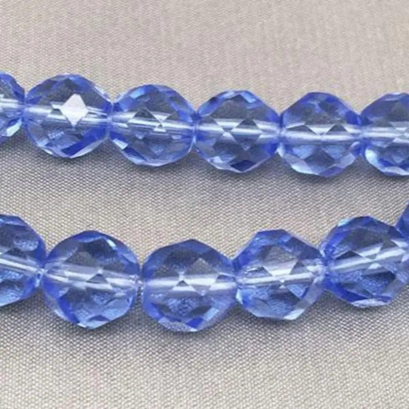 25 Blue Sapphire Czech Fire Polished Glass Beads - Sea Beads