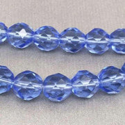 25 Blue Sapphire Czech Fire Polished Transparent Glass Beads - Sea Beads