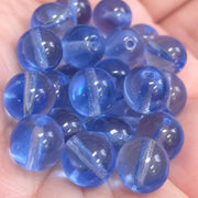 25 Blue Sapphire Czech Round Glass Beads - Sea Beads