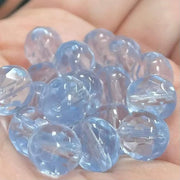 25 Blue Sapphire Light Czech Fire Polished Glass Beads - Sea Beads