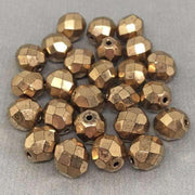 25 Bronze Czech Faceted Glass Beads - Sea Beads