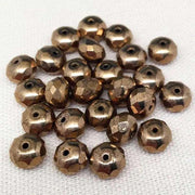 25 Bronze Czech Faceted Rondelle Glass Beads - Sea Beads