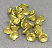25 Green Chartreuse Czech Bell Flower Glass Beads - Sea Beads