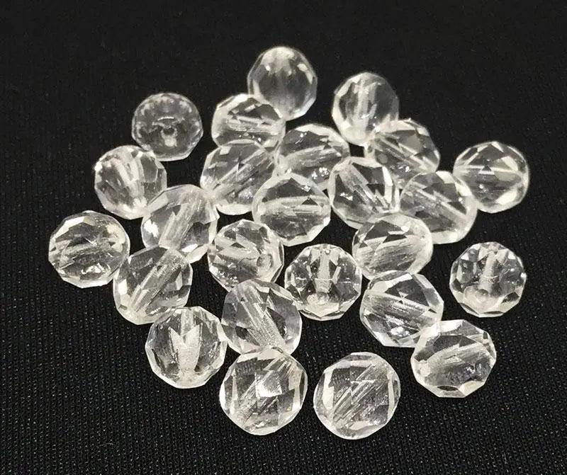 25 Clear Czech Fire Polished Glass Beads - Sea Beads