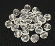 25 Clear Czech Fire Polished Glass Beads - Sea Beads