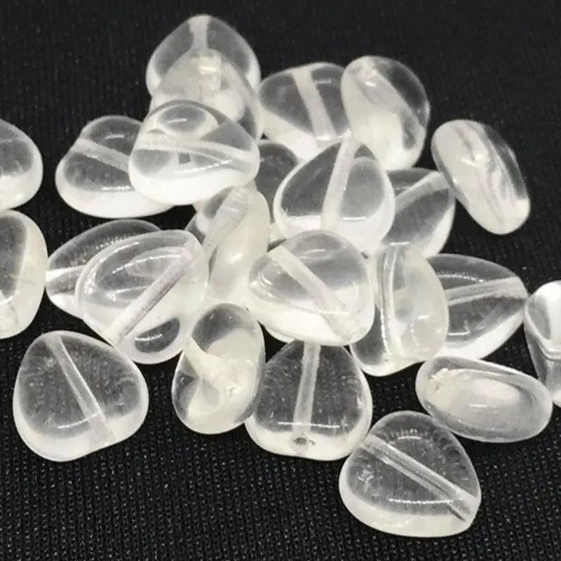 25 Clear Czech Heart Glass Beads 9mm - Sea Beads