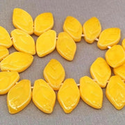 25 Creamy Yellow Czech Leaf Glass Beads - Sea Beads