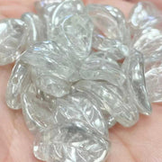 25 Czech Clear Luster Leaf Glass Beads - Sea Beads