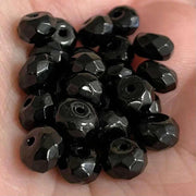 25 Black Onyx Gemstone Faceted Rondelle Beads - Sea Beads