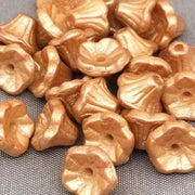 25 Gold Czech Bell Flower Glass Beads - Sea Beads
