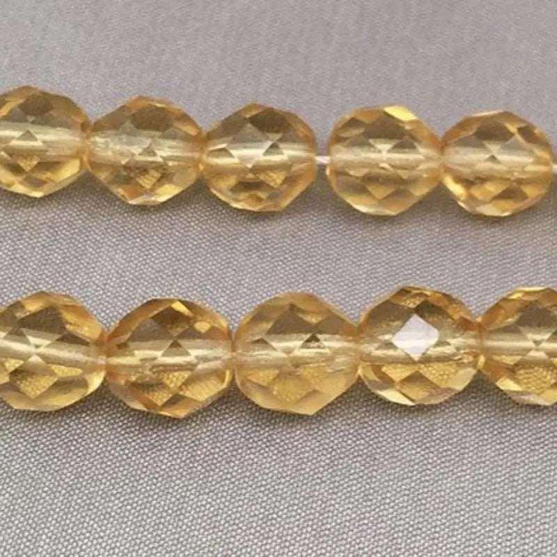 25 Golden Yellow Czech Faceted Glass Beads - Sea Beads