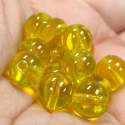 25 Yellow Golden Czech Round Glass Beads - Sea Beads