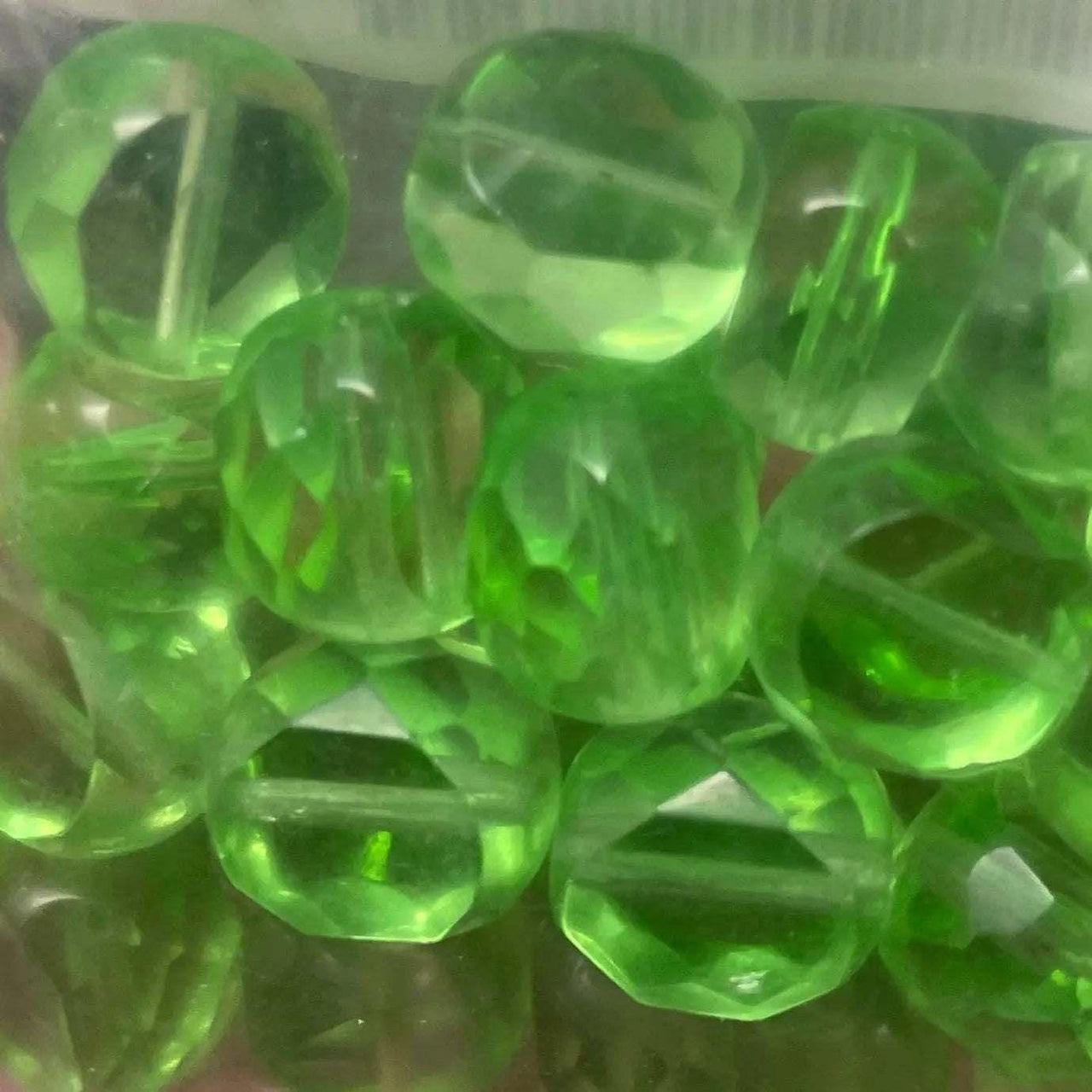 25 Green Czech Coin Glass Beads - Sea Beads