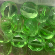 25 Green Czech Coin Glass Beads - Sea Beads