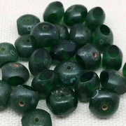25 Green Emerald Czech Picasso Quadrie Rondelle Glass Beads - Sea Beads