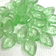 25 Green Peridot Green Czech Glass Leaf Beads - Sea Beads