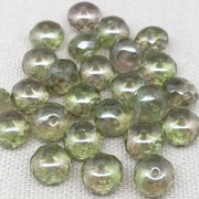 25 Green Pink Czech Rondelle Glass Beads - Sea Beads