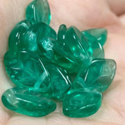 25 Green Zircon Czech Leaf Glass Beads - Sea Beads