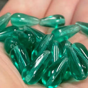 25 Green Zircon Czech Teardrop Glass Beads - Sea Beads