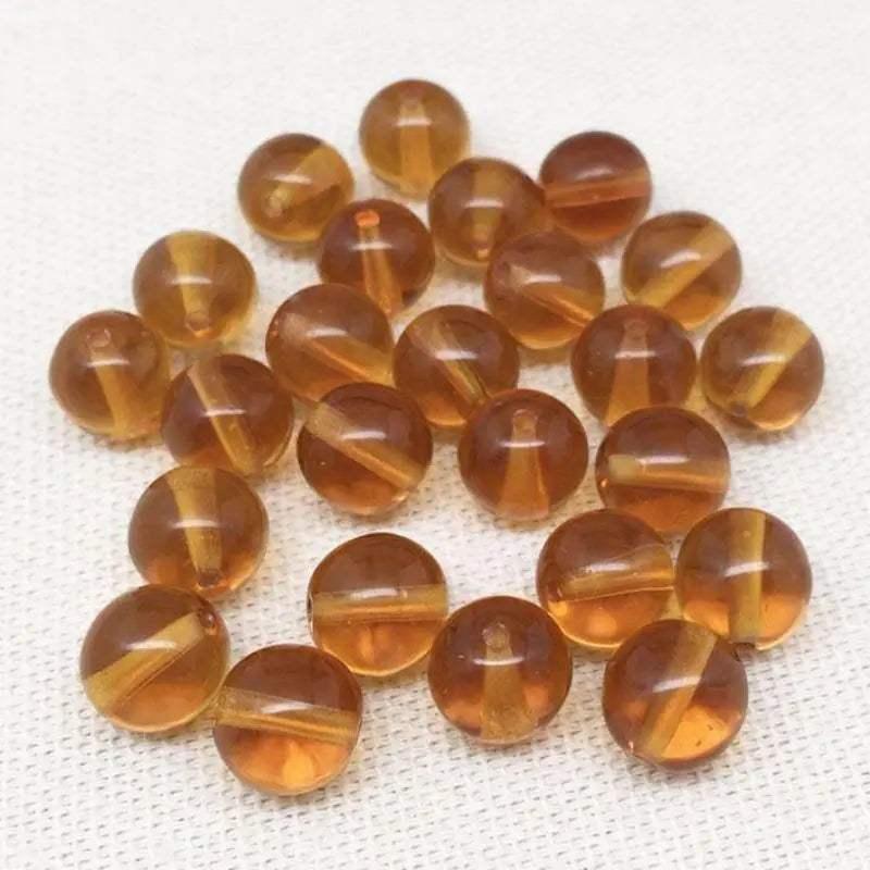 25 Honey Topaz Czech Round Glass Beads - Sea Beads