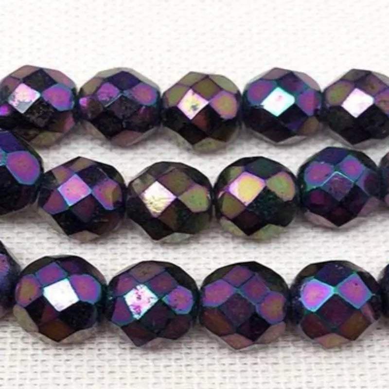 25 Iris Purple Czech Faceted Glass Beads - Sea Beads