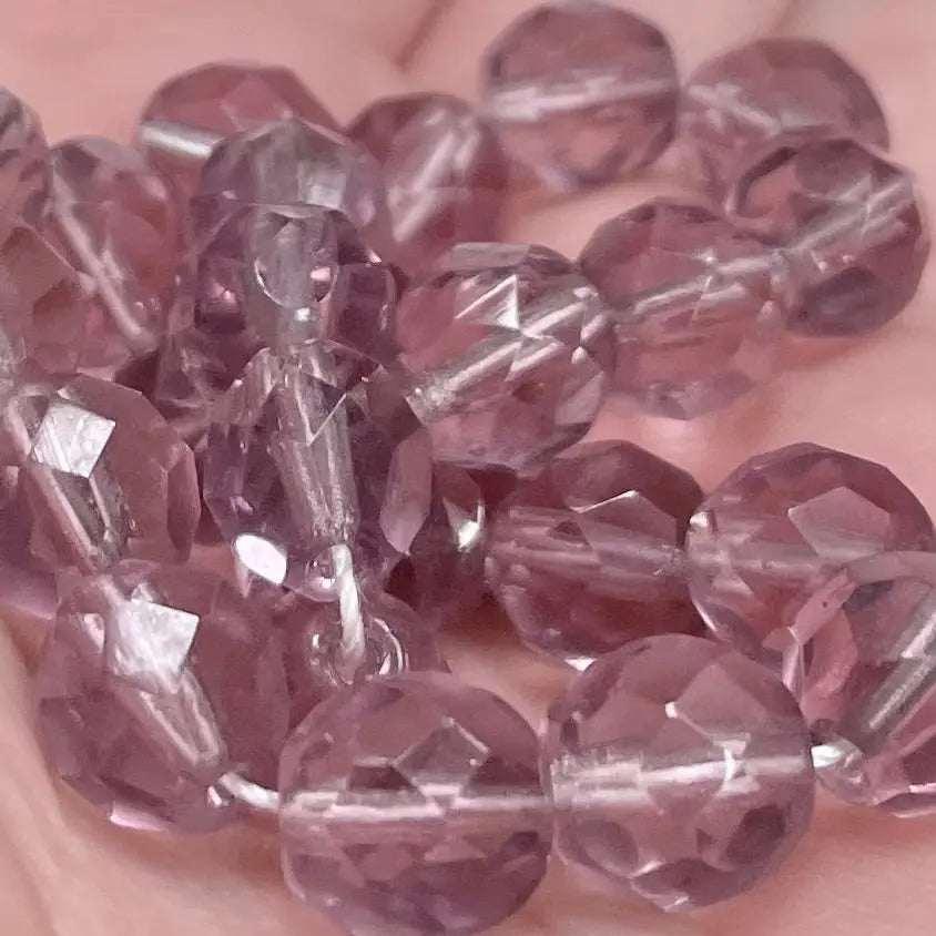 25 Light Amethyst Czech Fire Polished Glass Beads - Sea Beads